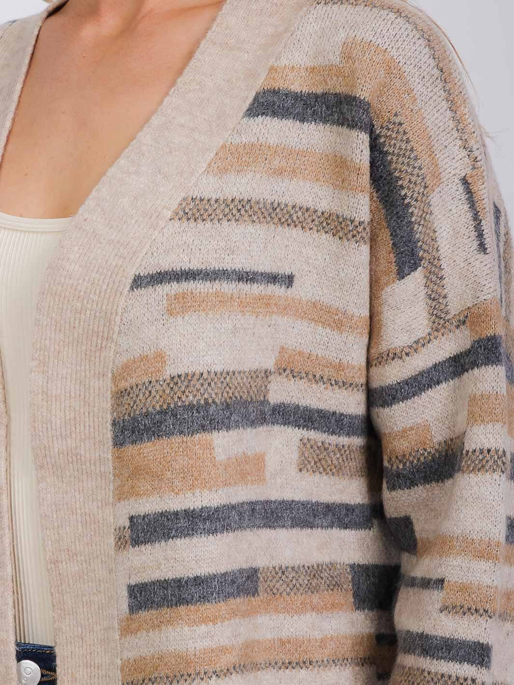 WOMEN'S LONG SLEEVE OPEN FRONT MULTI CARDIGAN