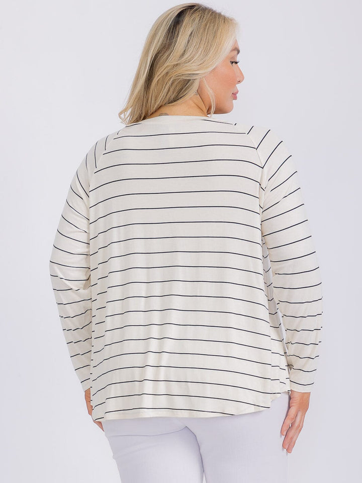 PLUS SIZE LONG SLEEVE STRIPES TOP