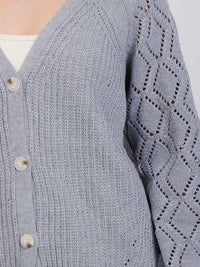 WOMEN'S LONG SLEEVE BUTTON CLOSURE KNIT CARDIGAN SWEATER