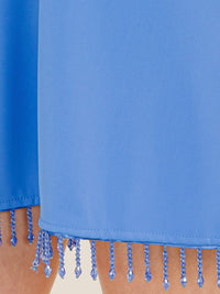 WOMEN'S SLEEVELESS FRINGE TRIM MINI DRESS