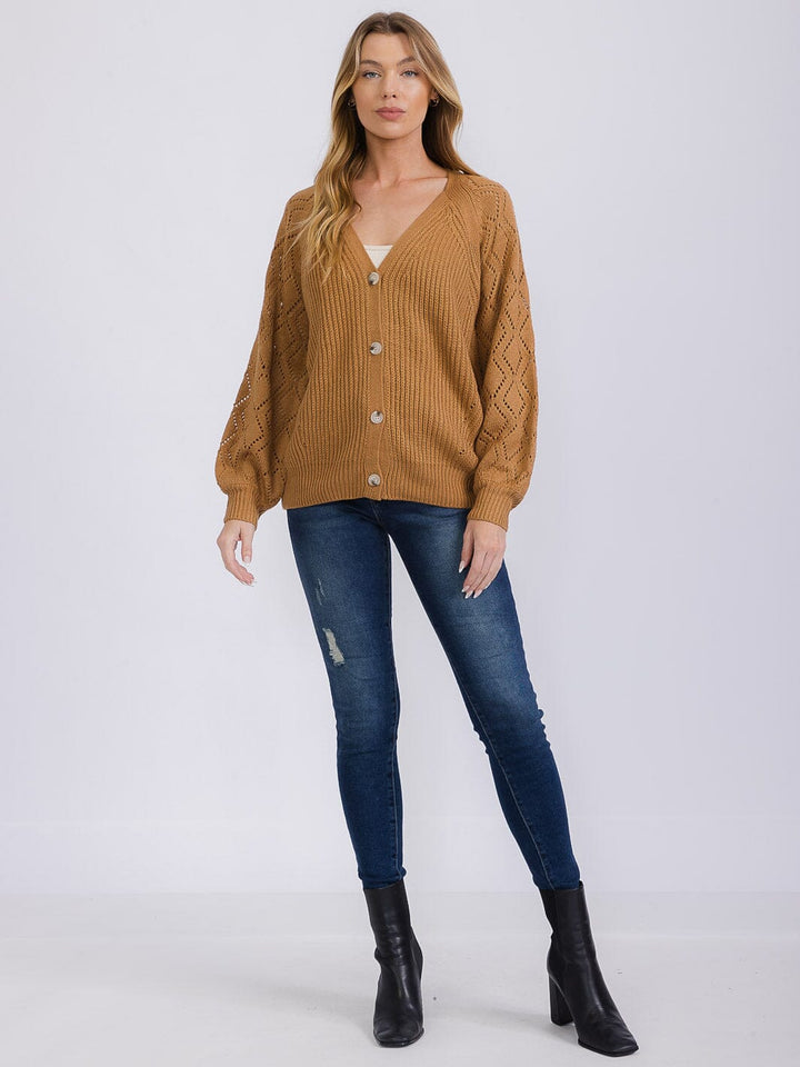 WOMEN'S LONG SLEEVE BUTTON CLOSURE KNIT CARDIGAN SWEATER