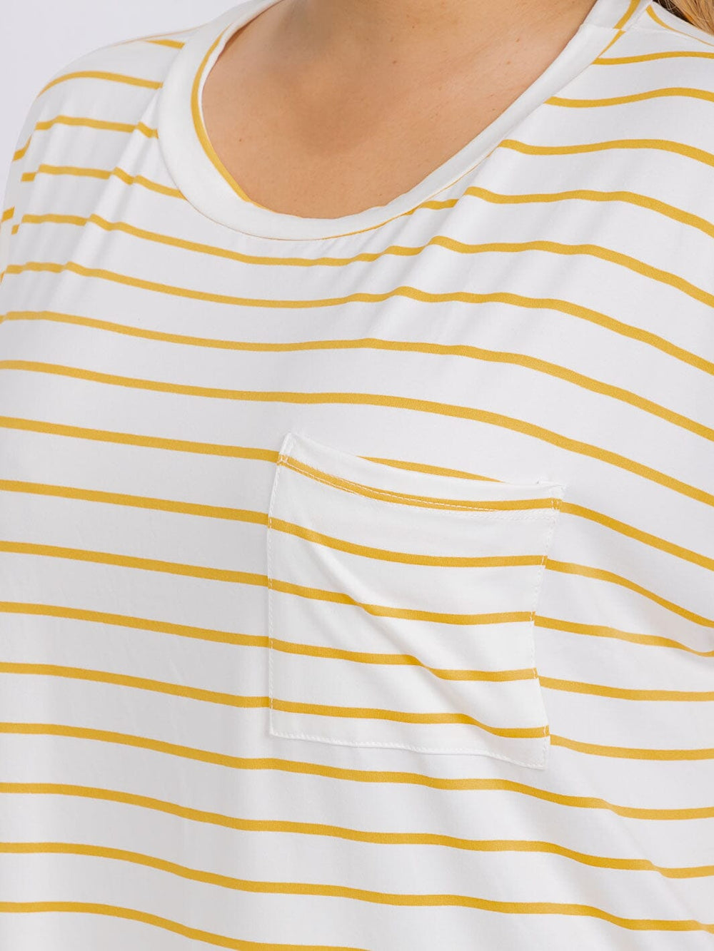 PLUS SIZE SHORT SLEEVE FRONT POCKET STRIPES COLORBLOCK TOP