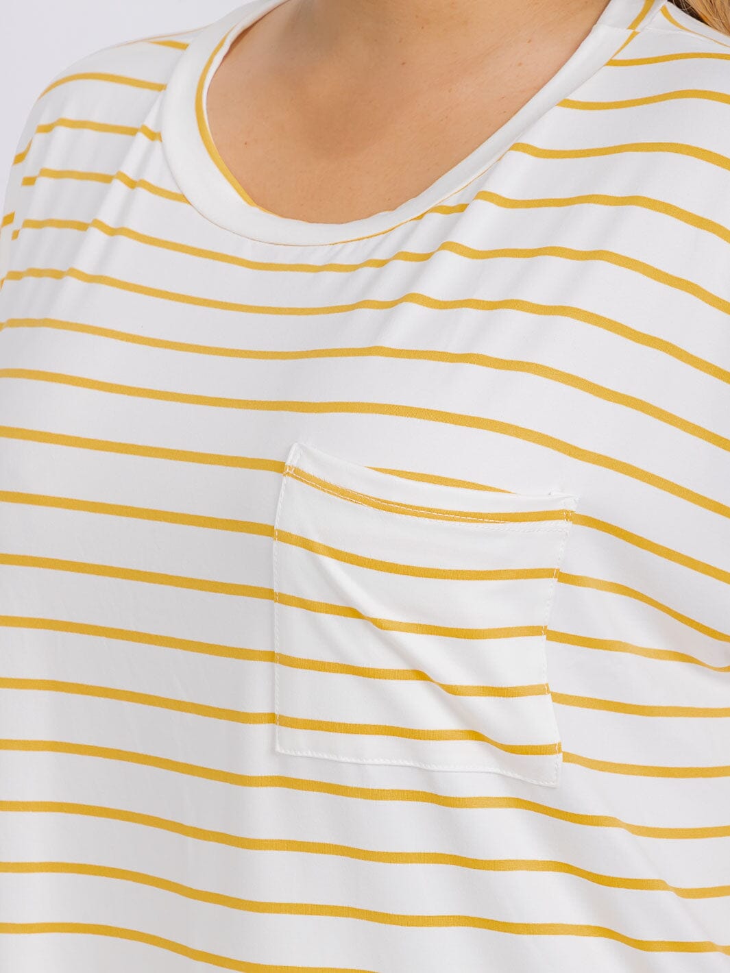 PLUS SIZE SHORT SLEEVE FRONT POCKET STRIPES COLORBLOCK TOP