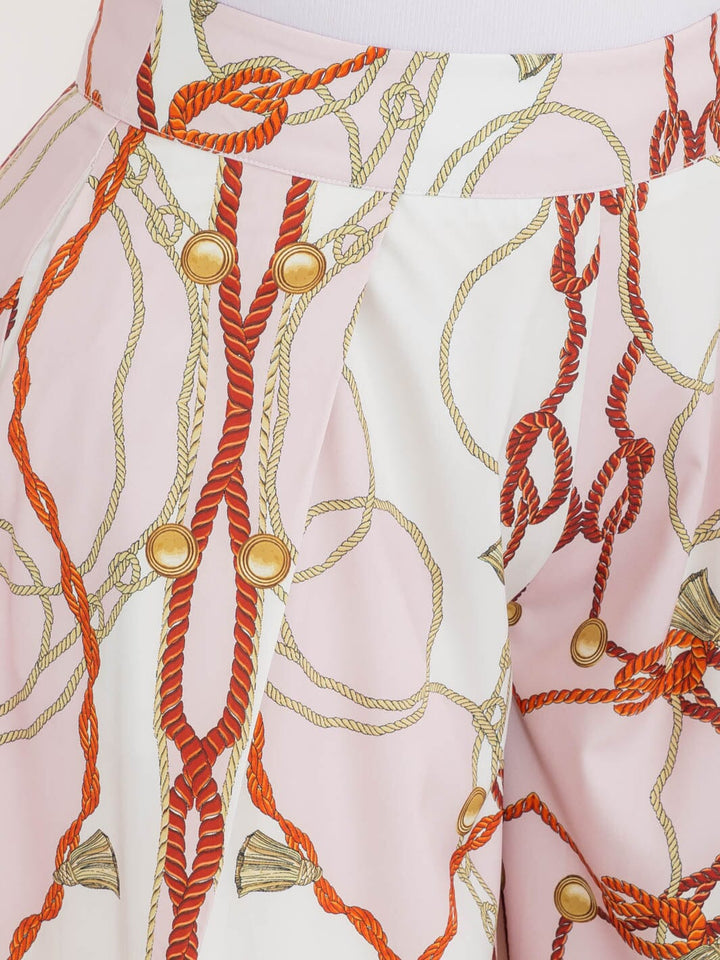 PLUS SIZE ZIPPER CLOSURE MULTI PRINT WIDE LEG BOHO PANTS