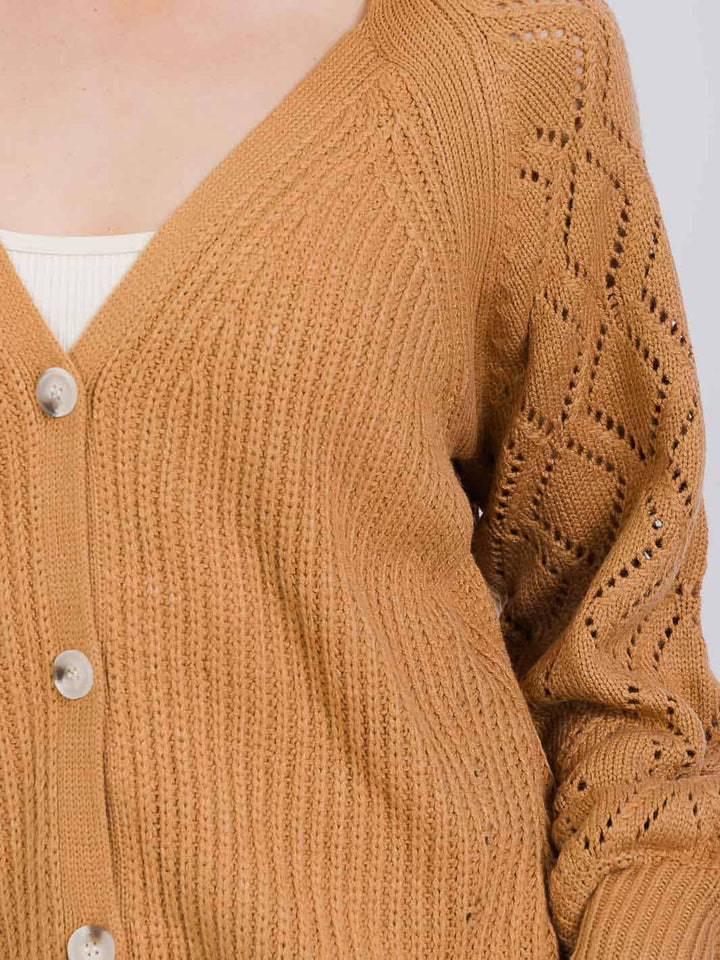 WOMEN'S LONG SLEEVE BUTTON CLOSURE KNIT CARDIGAN SWEATER
