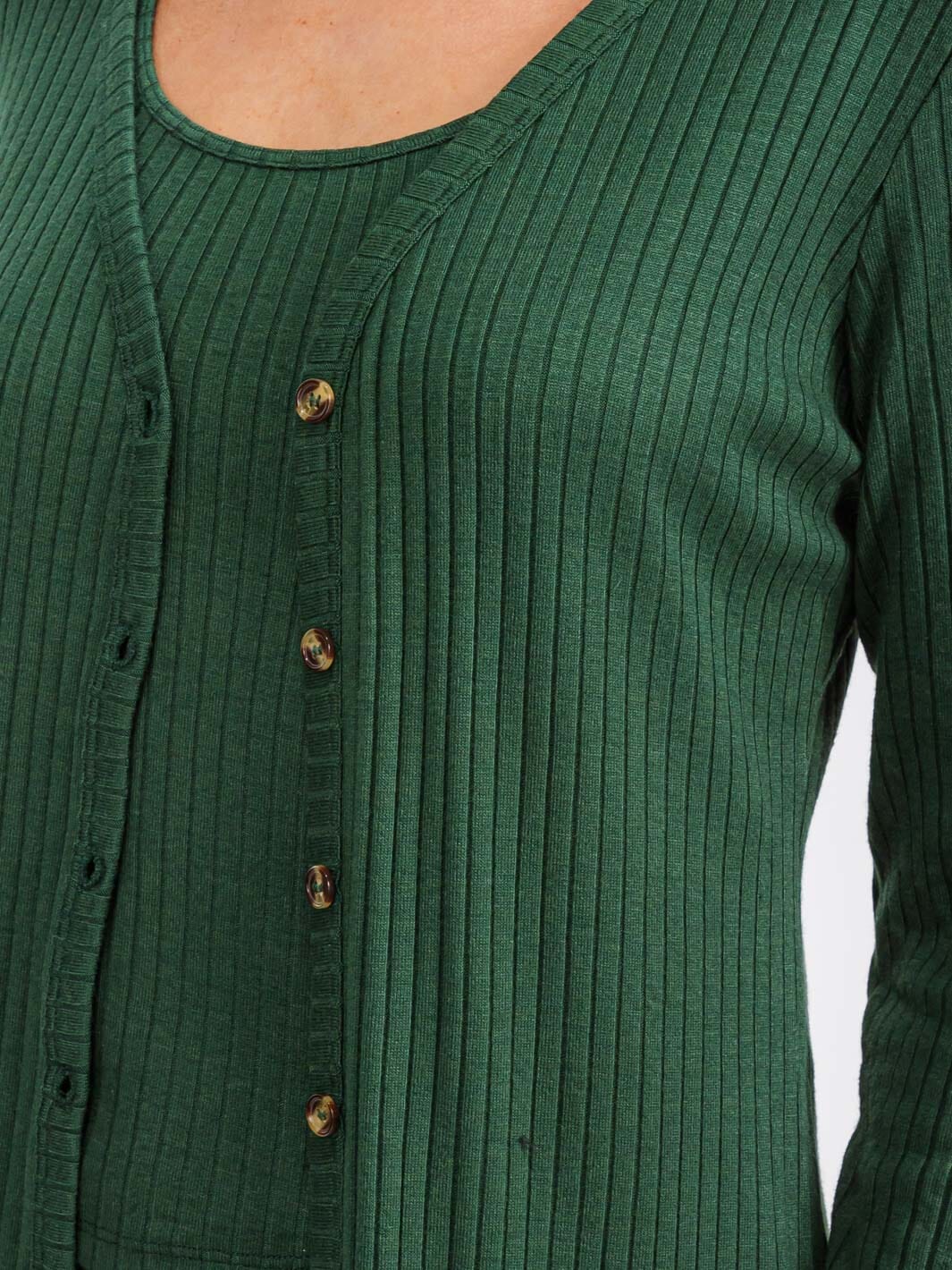 WOMEN'S LONG SLEEVE BUTTON UP RIBBED CARDIGAN