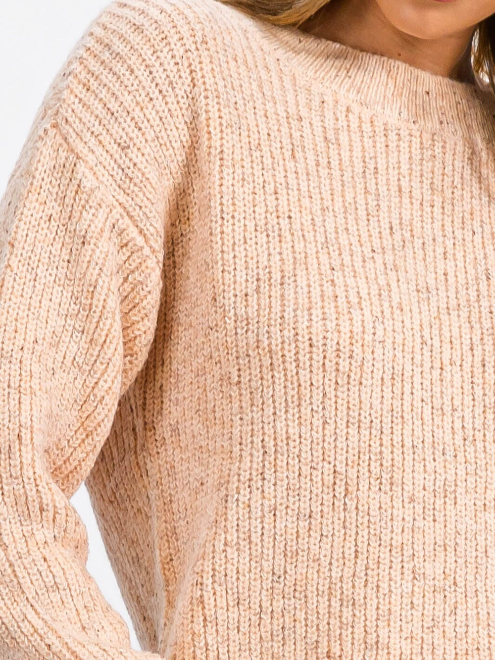 WOMEN'S LONG SLEEVE BACK DETAILED KNIT PULLOVER SWEATER