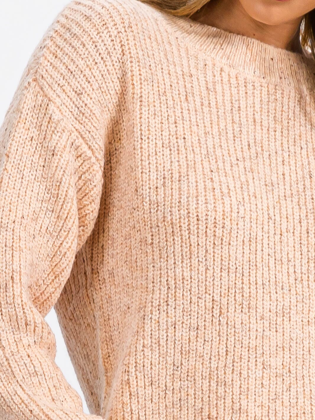 WOMEN'S LONG SLEEVE BACK DETAILED KNIT PULLOVER SWEATER