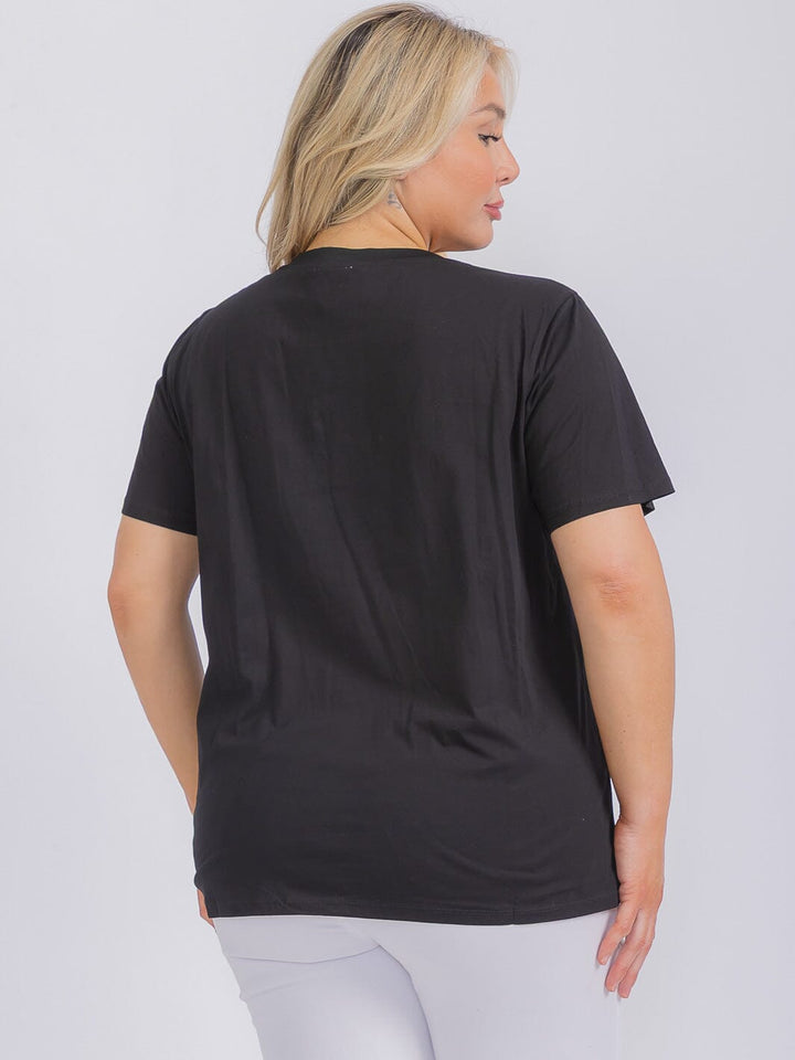 PLUS SIZE SHORT SLEEVE GRAPHIC TOP SUNSHINE