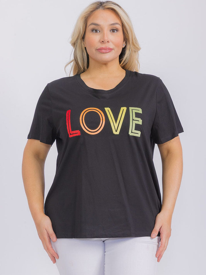 PLUS SIZE SHORT SLEEVE GRAPHIC TOP LOVE