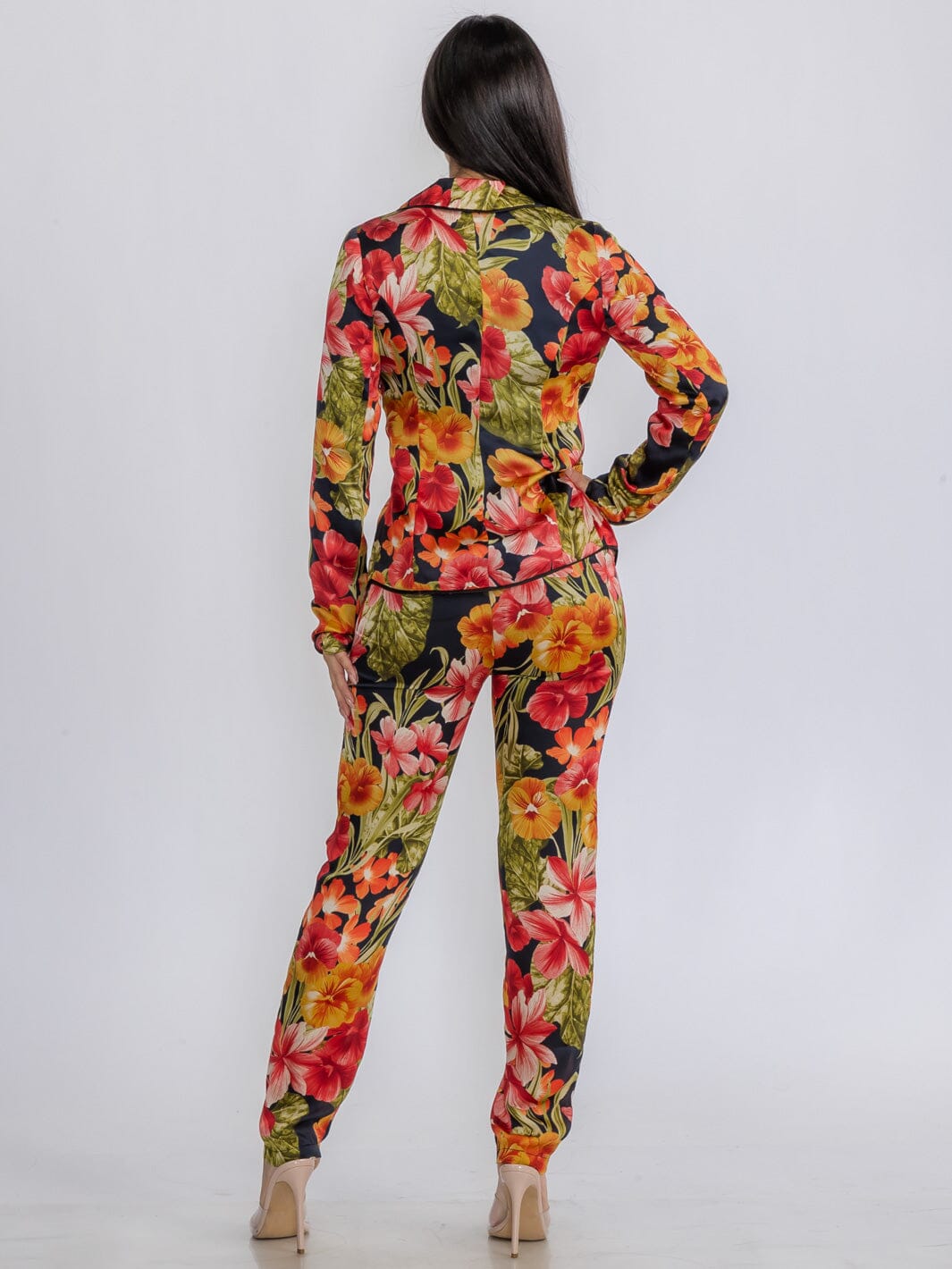 WOMEN'S CROP TOP WITH BLAZER & PANTS FLORAL 3PC. SET