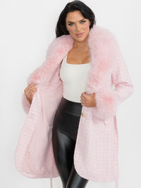 WOMEN'S LONG SLEEVE BUTTON CLOSURE FRONT POCKETS REMOVABLE COLLAR TWEED SEQUINS COAT