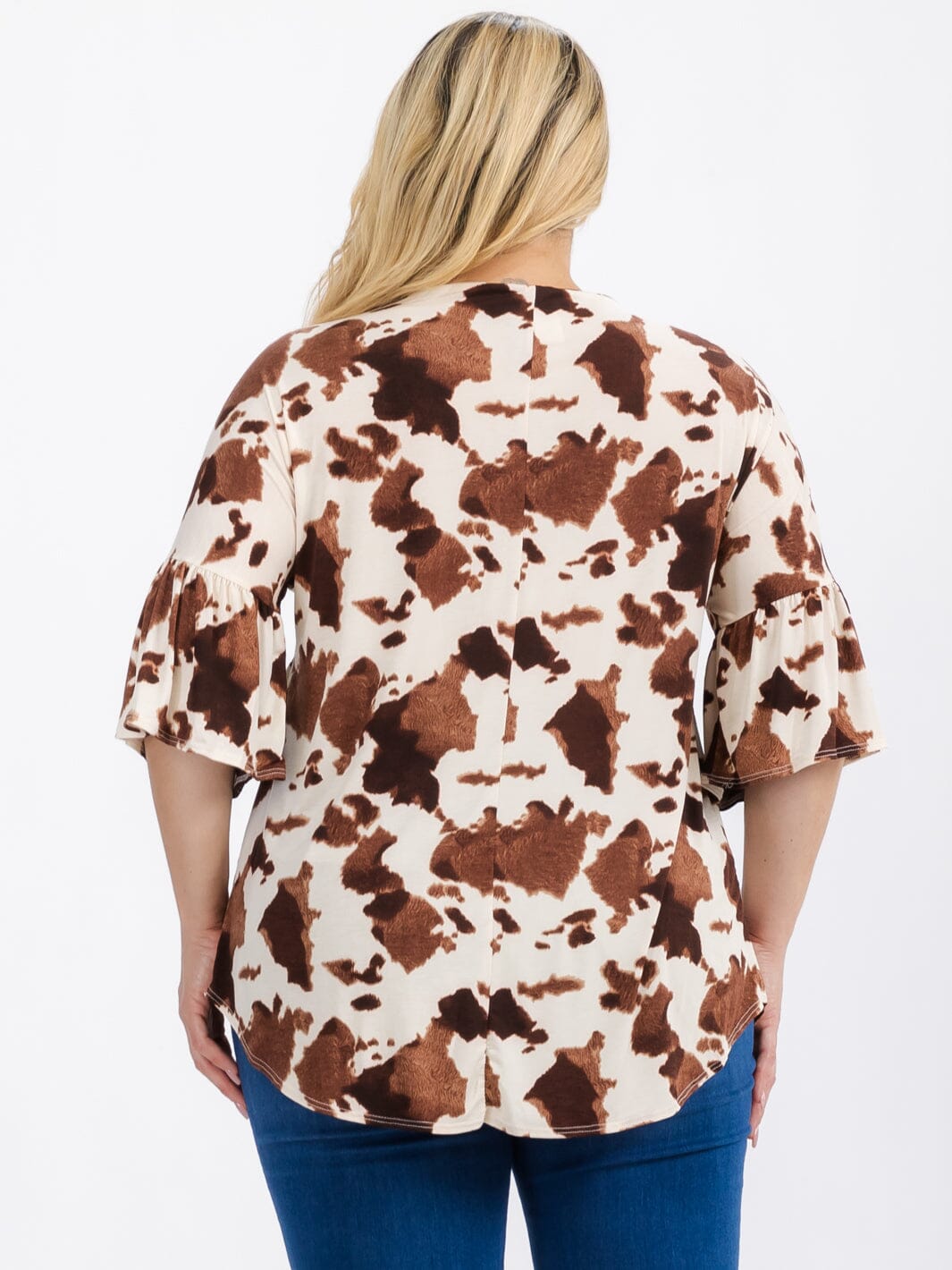PLUS SIZE SHORT SLEEVE TUNIC ANIMAL PRINT COLORBLOCK TOP