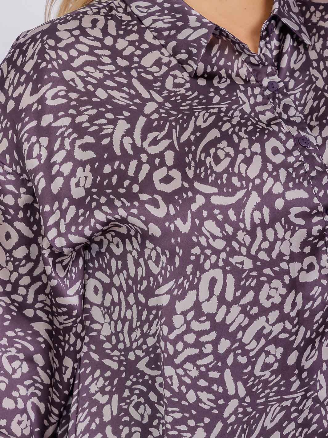 PLUS SIZE LONG SLEEVE BUTTON UP HIGH-LOW ANIMAL PRINT TUNIC MINI DRESS