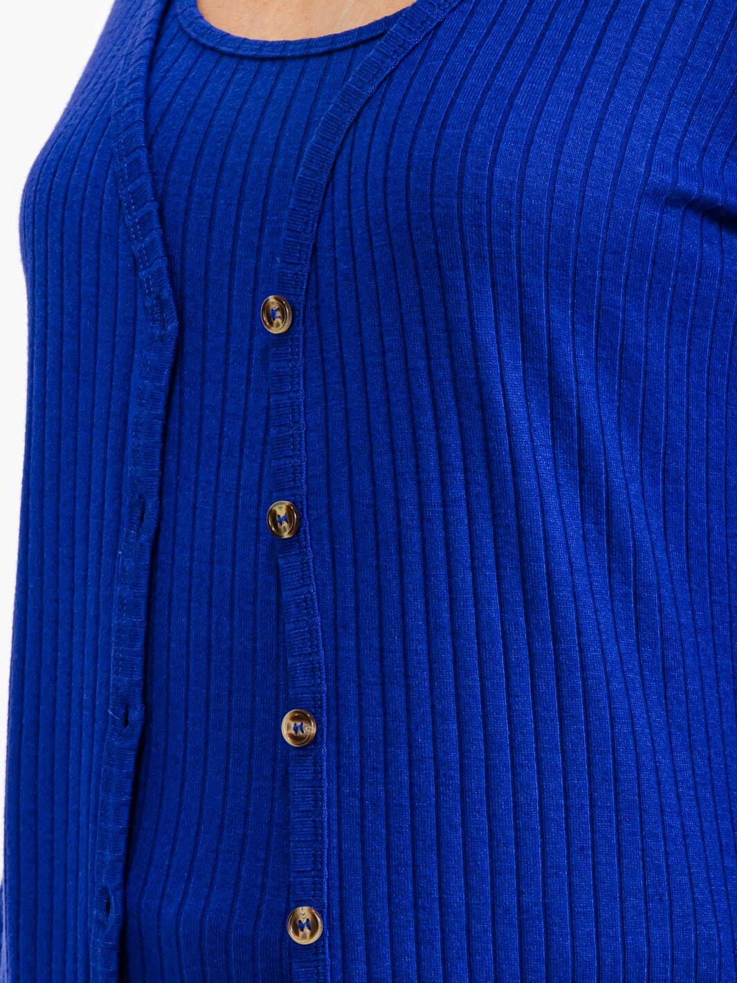 WOMEN'S LONG SLEEVE BUTTON UP RIBBED CARDIGAN