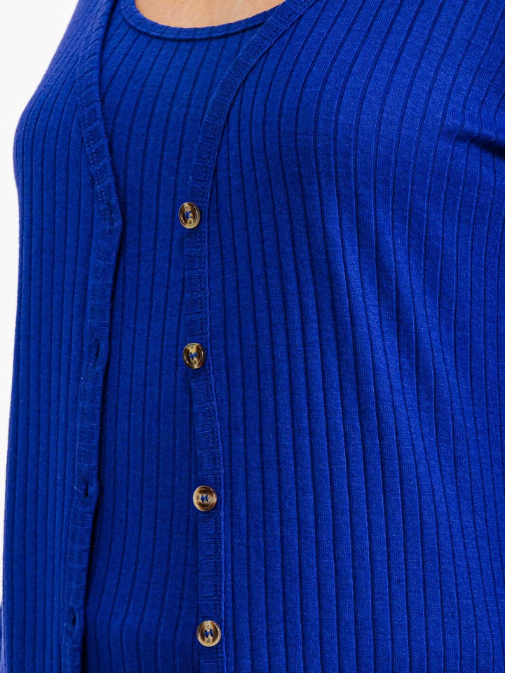 WOMEN'S LONG SLEEVE BUTTON UP RIBBED CARDIGAN