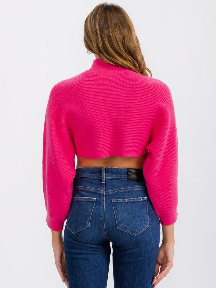 WOMEN'S LONG SLEEVE MOCK NECK CROP TOP