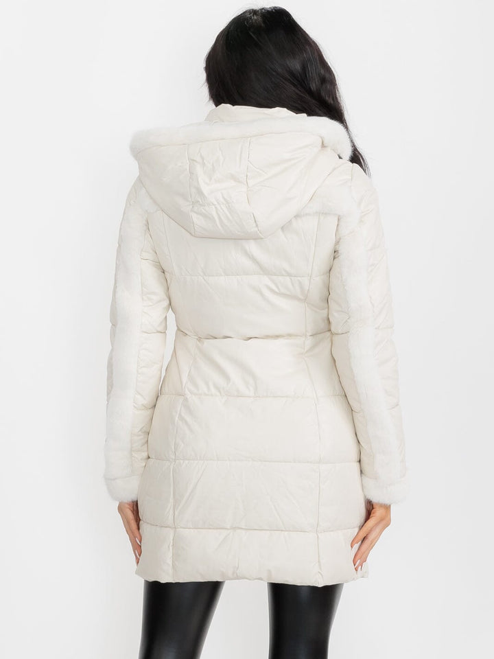 WOMEN'S LONG SLEEVE BUTTON CLOSURE FRONT POCKETS FAUX FUR COAT (Copy)
