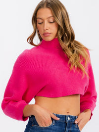 WOMEN'S LONG SLEEVE MOCK NECK CROP TOP