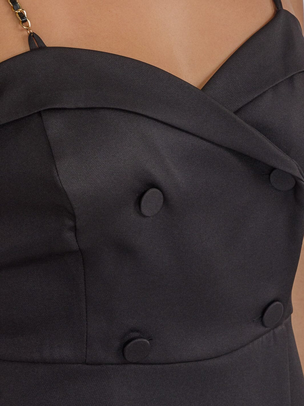 WOMEN'S SLEEVELESS SURPLICE BUTTONS DETAILED WIDE LEG JUMPSUIT