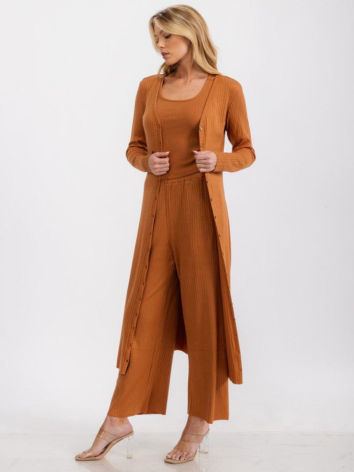 WOMEN'S LONG SLEEVE BUTTON UP RIBBED CARDIGAN