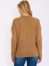 WOMEN'S LONG SLEEVES MOCH NECK PULLOVER SWEATER