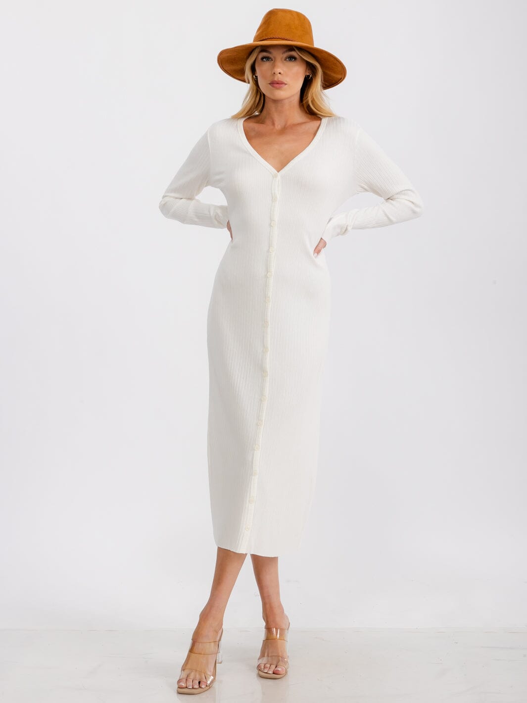 WOMEN'S LONG SLEEVE BUTTON UP RIBBED CARDIGAN