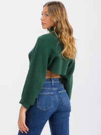 WOMEN'S LONG SLEEVE MOCK NECK CROP TOP