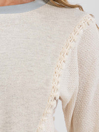 WOMEN'S LONG SLEEVE COLORBLOCK DETAILED TRIM TOP
