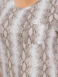 PLUS SIZE SHORT SLEEVE FRONT POCKET ANIMAL PRINT TUNIC MINI DRESS