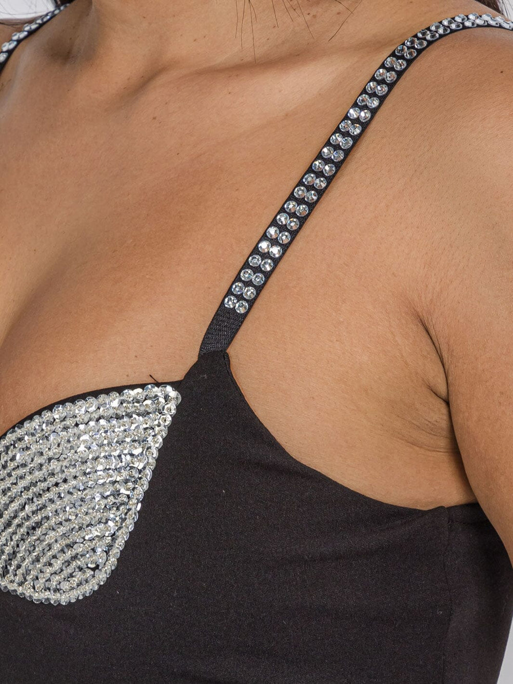 WOMEN'S SLEEVELESS STUDS DETAILED SIDE SLIT BODYCON MAXI DRESS