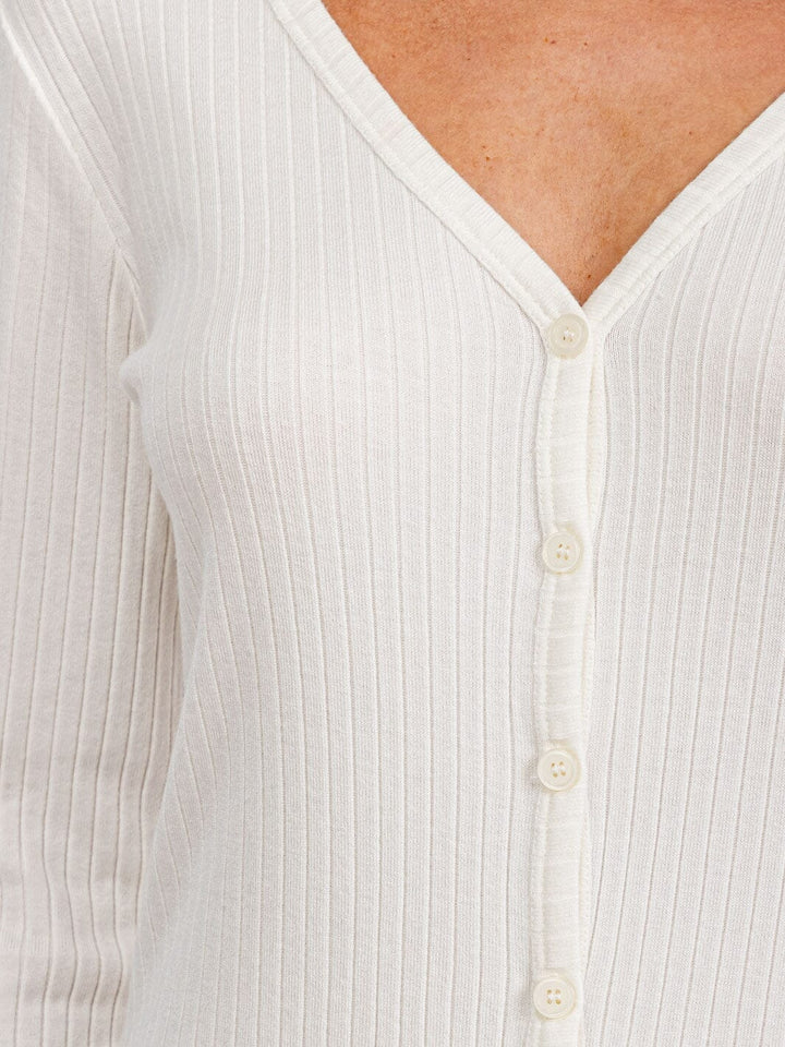 WOMEN'S LONG SLEEVE BUTTON UP RIBBED CARDIGAN
