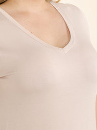 PLUS SIZE SHORT SLEEVE FRONT POCKETS BASIC TOP