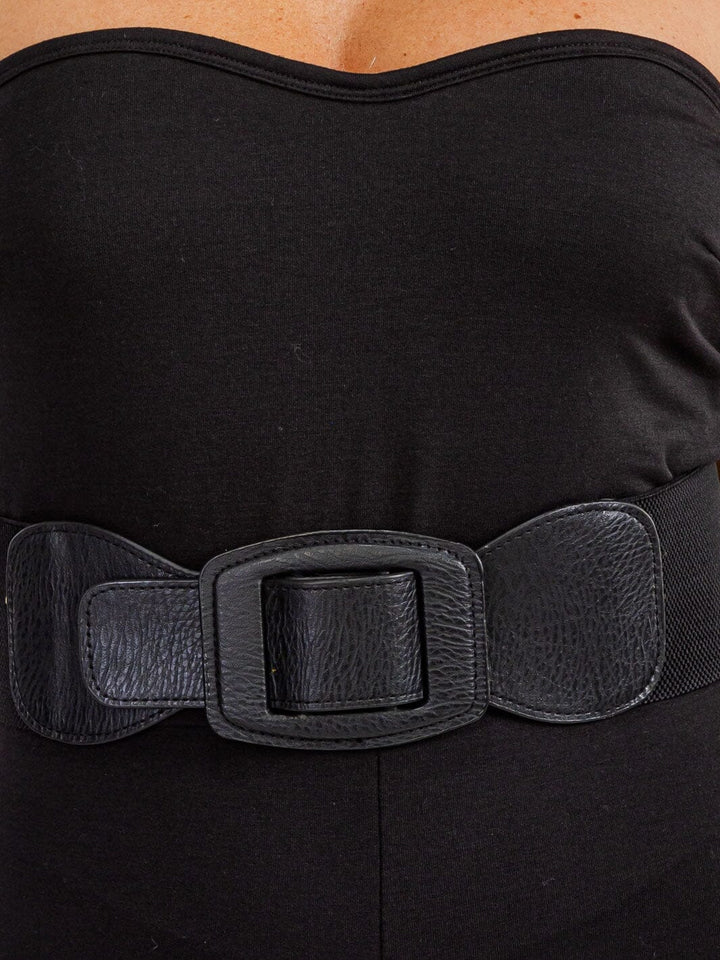 WOMEN'S SLEEVELESS BODYCON BELTED SOLID SKINNY LEG JUMPSUIT