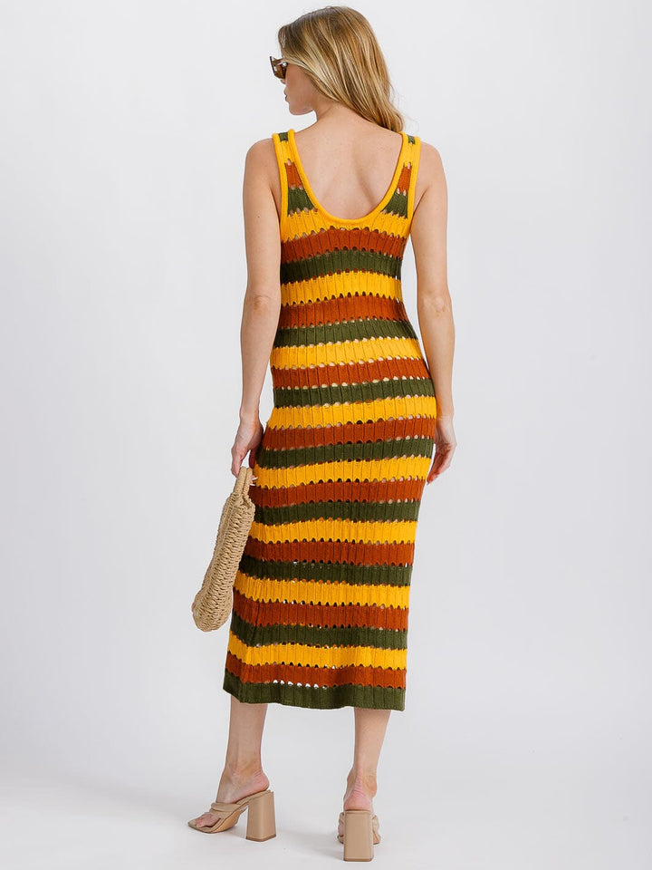 WOMEN'S SLEEVELESS COLORBLOCK BODYCON KNIT MAXI DRESS