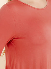 PLUS SIZE 3/4 SLEEVES RUFFLE BOTTOM HEM TUNIC HIGH-LOW TOP