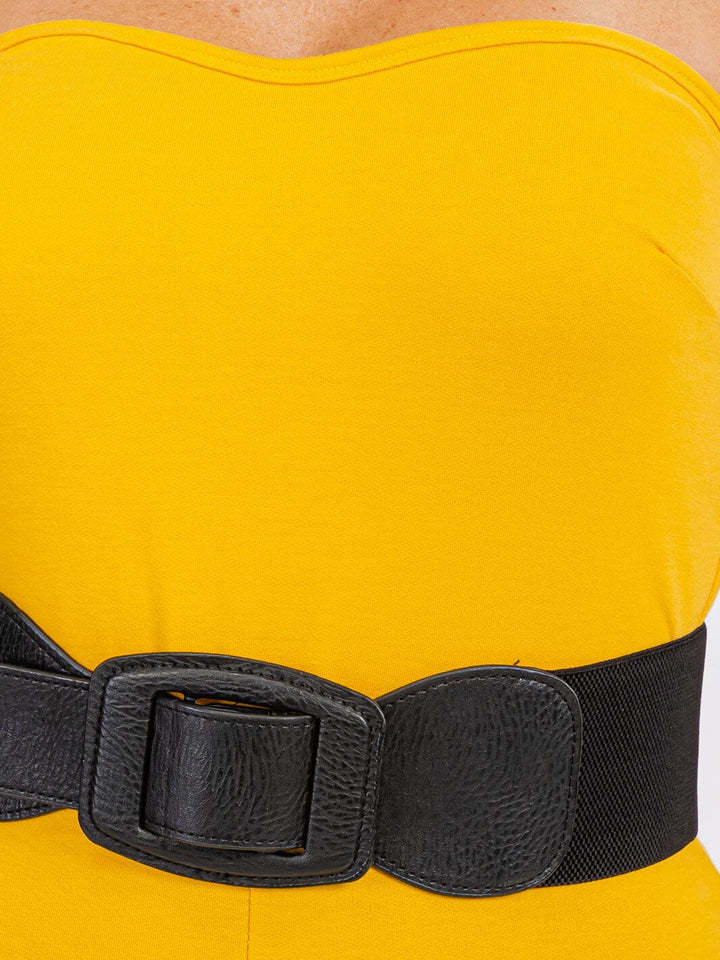 WOMEN'S SLEEVELESS BODYCON BELTED SOLID SKINNY LEG JUMPSUIT