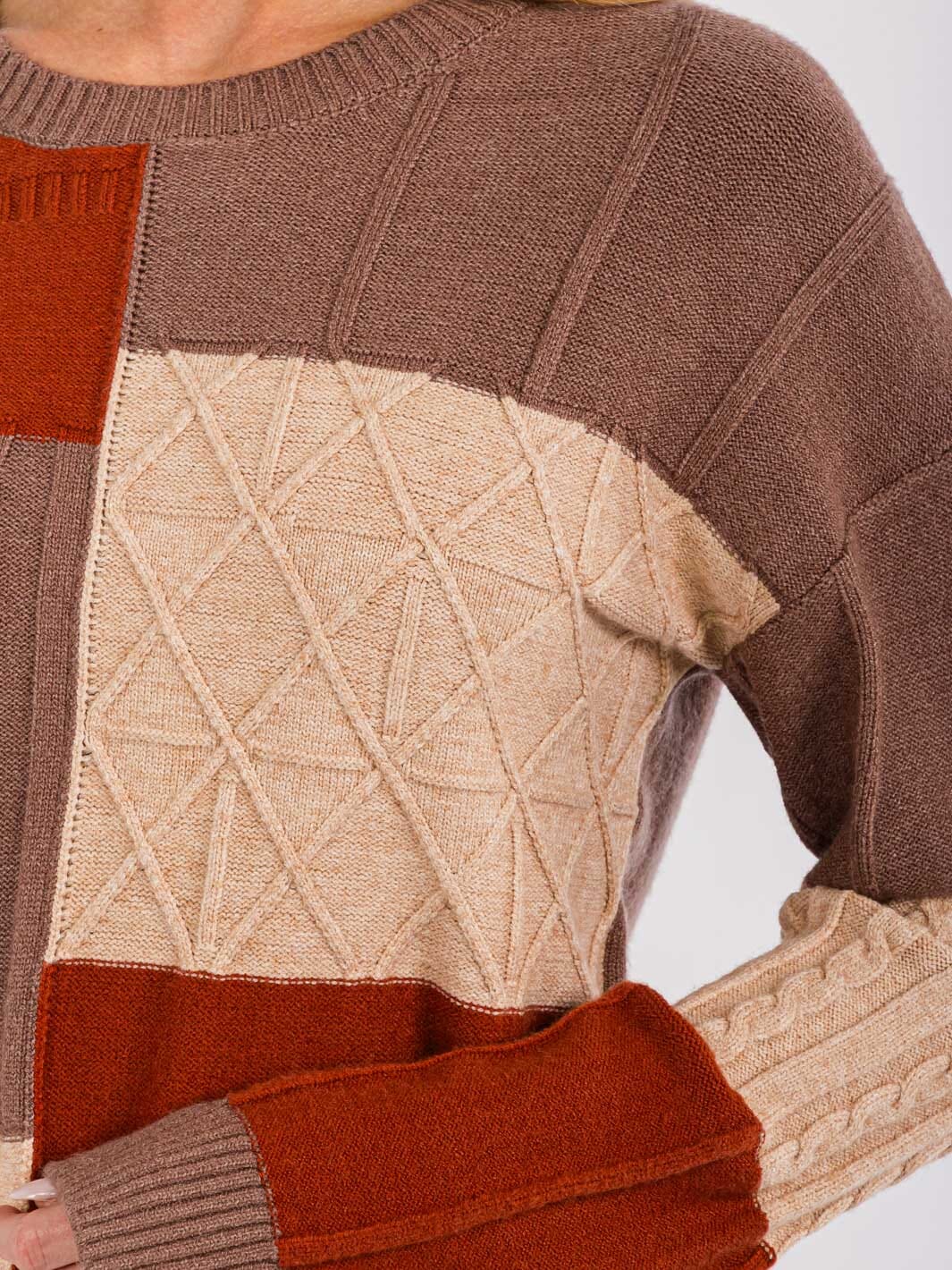 WOMEN'S LONG SLEEVES PULLOVER COLORBLOCK SWEATER