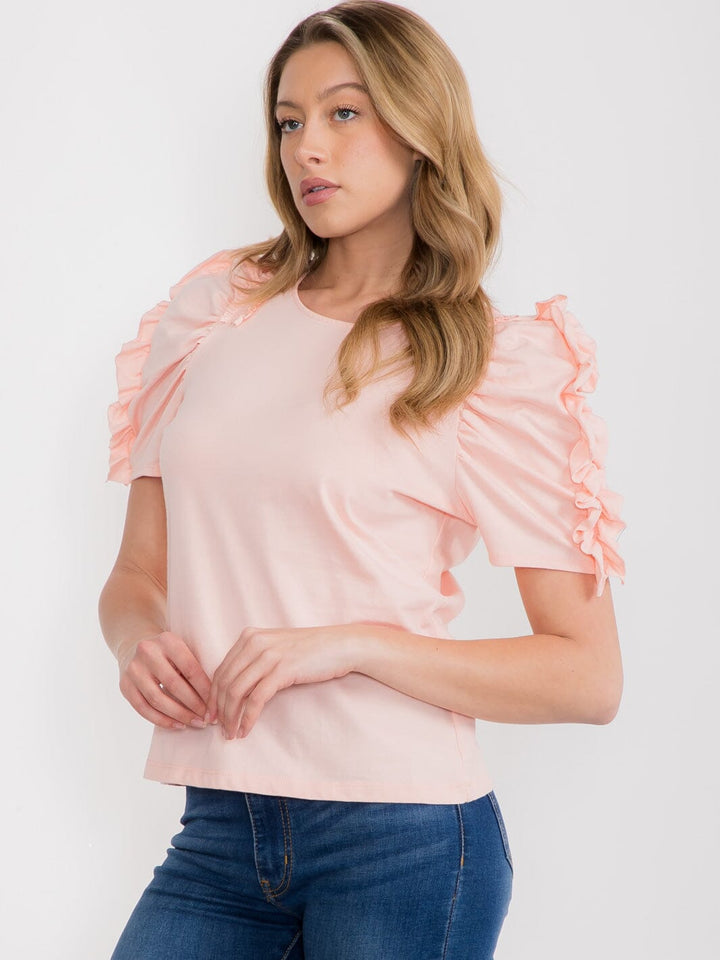 WOMEN'S SHORT PUFF SLEEVE DETAILED BLOUSE