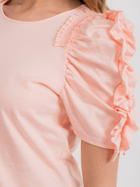 WOMEN'S SHORT PUFF SLEEVE DETAILED BLOUSE