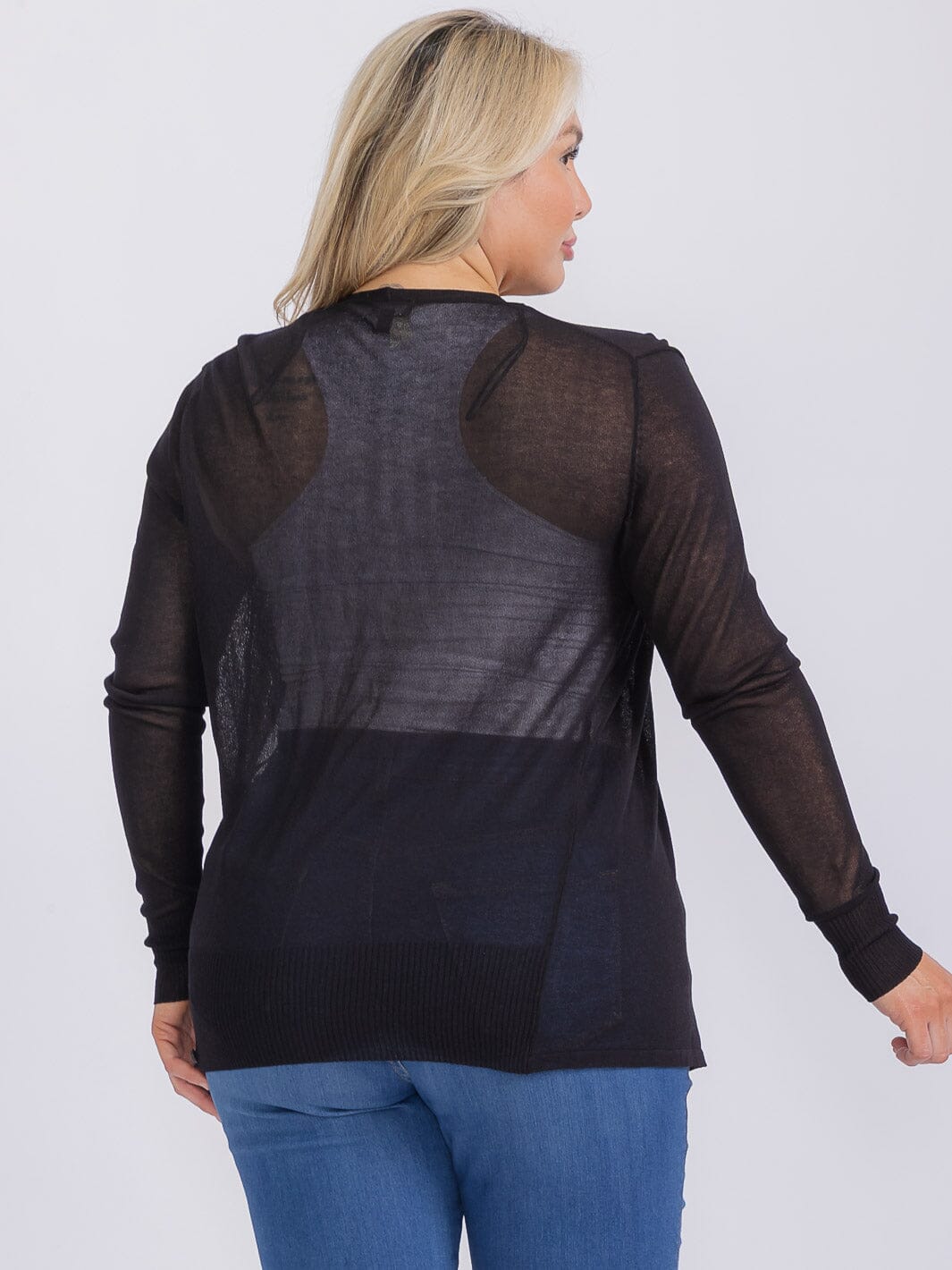 PLUS SIZE LONG SLEEVE OPEN FRONT CARDIGAN