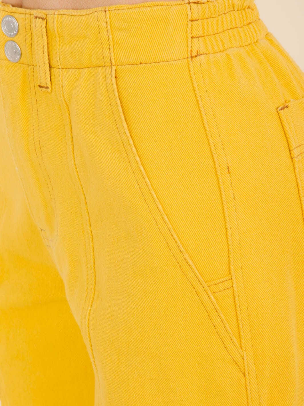 WOMEN'S BUTTON CLOSURE CARGO POCKETS WIDE LEG DENIM PANTS