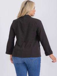 PLUS SIZE LONG SLEEVE OPEN FRONT BLAZER