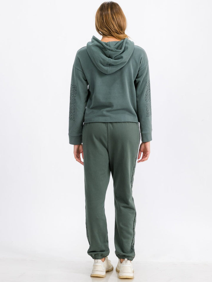 WOMEN'S LONG SLEEVE RAW EDGE HOODED PULLOVER SWEATER