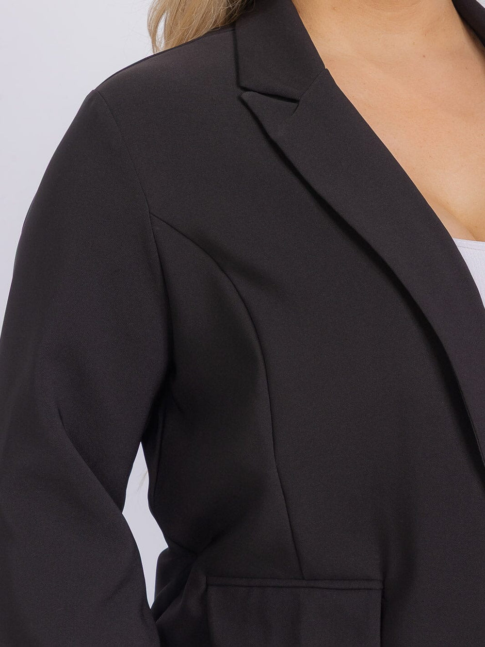 PLUS SIZE LONG SLEEVE OPEN FRONT BLAZER
