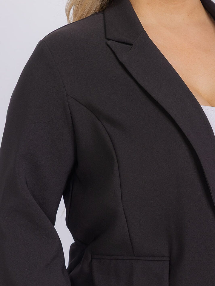 PLUS SIZE LONG SLEEVE OPEN FRONT BLAZER