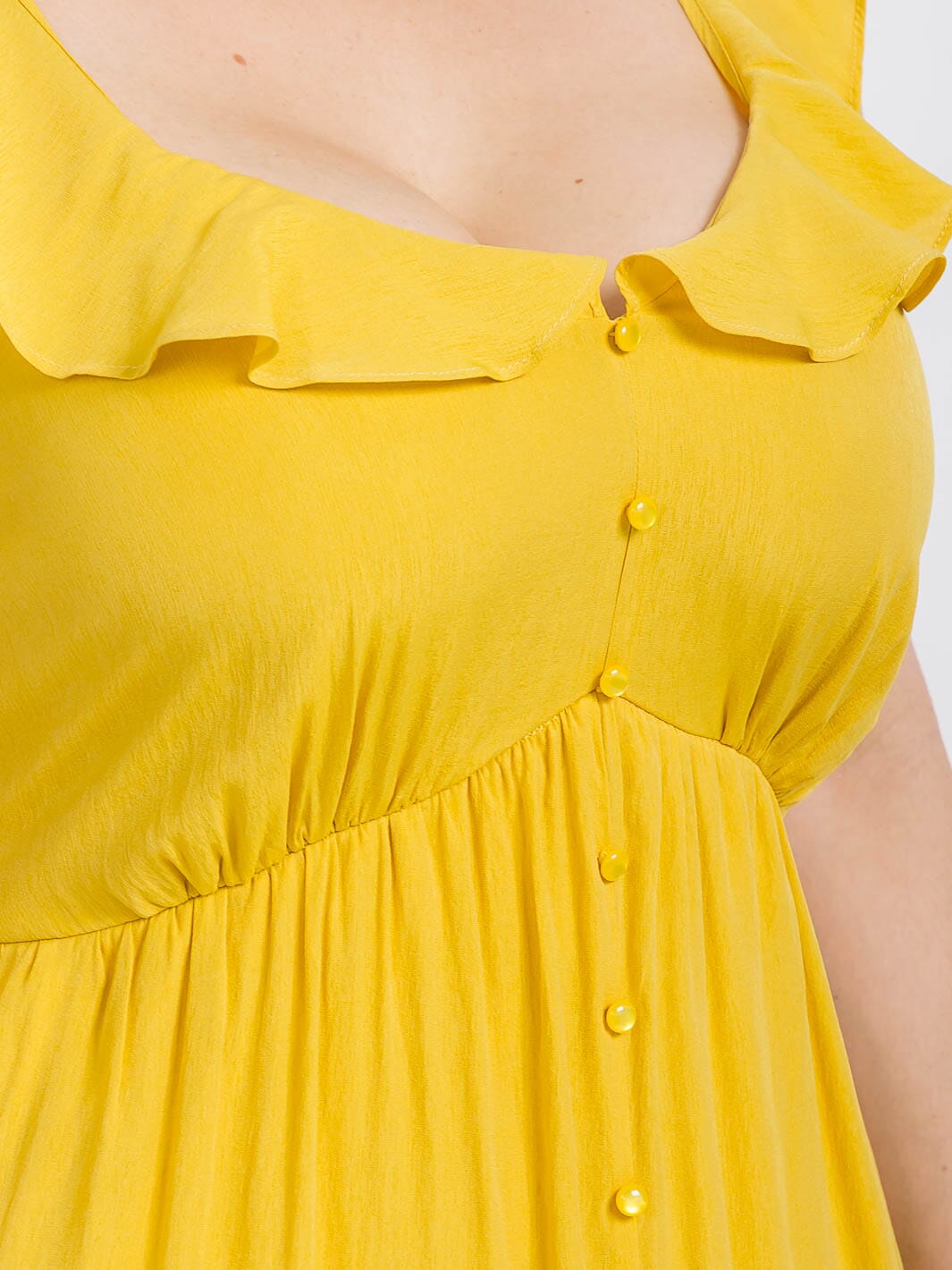 PLUS SIZE SLEEVELESS BUTTONS TIERED RUFFLE MAXI DRESS