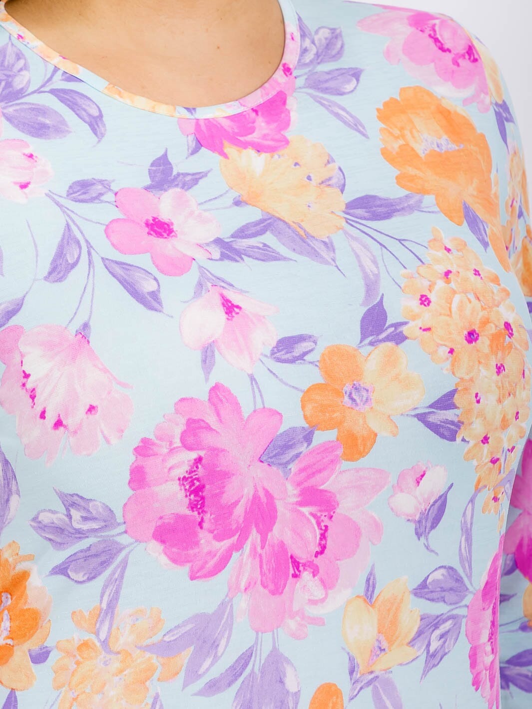 PLUS SIZE 3/4 SLEEVE FRONT POCKETS FLORAL RUFFLE TIERED HEM MAXI DRESS