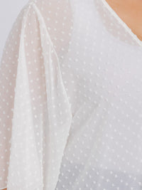 PLUS SIZE SHORT SLEEVE OPEN FRONT SWISS DETAILED CARDIGAN