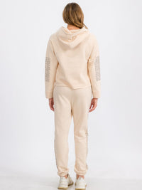 WOMEN'S LONG SLEEVE RAW EDGE HOODED PULLOVER SWEATER